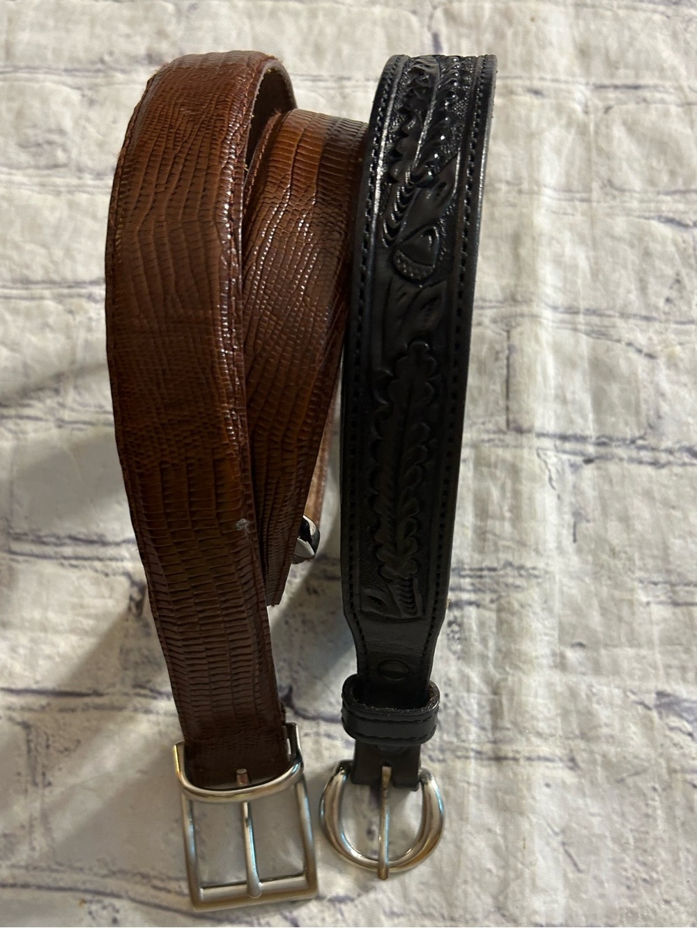 ADDENDUM BROWN SKIN PRINT WESTERN BELT SIZE 30 & BLACK WESTERN CHANGEABLE BUCKLE